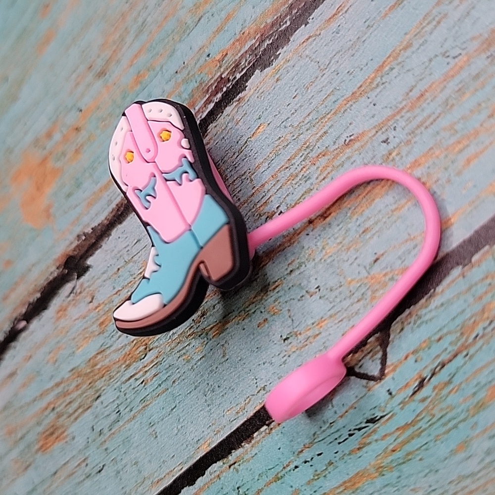 Pink Cowboy Boot Straw Topper - Picture 5 of 5